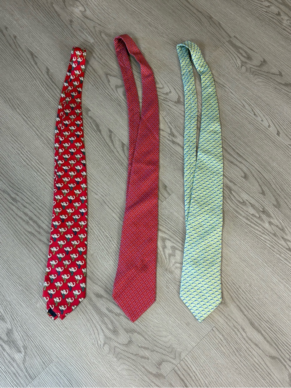 Brooks Brothers Red and Light Green Patterned Neckties Set